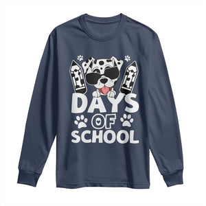 Funny 101 Days Of School Dalmatian Dog Long Sleeve Shirt 100th Day Of School TS11 Navy Print Your Wear