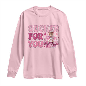 Funny Pink Trump Valentine's Day Sucker For You Long Sleeve Shirt Hearts TS11 Light Pink Print Your Wear