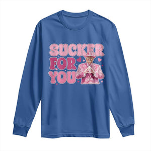 Funny Pink Trump Valentine's Day Sucker For You Long Sleeve Shirt Hearts TS11 Royal Blue Print Your Wear