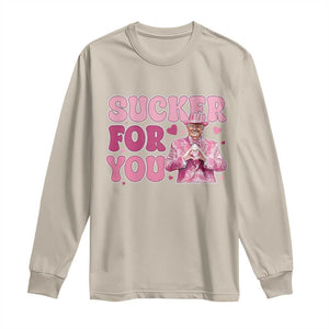 Funny Pink Trump Valentine's Day Sucker For You Long Sleeve Shirt Hearts TS11 Sand Print Your Wear