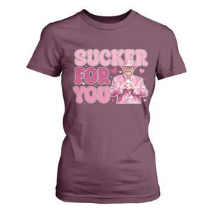 Funny Pink Trump Valentine's Day Sucker For You T Shirt For Women Hearts TS11 Maroon Print Your Wear