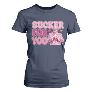 Funny Pink Trump Valentine's Day Sucker For You T Shirt For Women Hearts TS11 Navy Print Your Wear