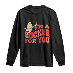 Funny Cupid Trump Valentine's Day I'm A Sucker For You Long Sleeve Shirt TS11 Black Print Your Wear