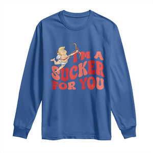 Funny Cupid Trump Valentine's Day I'm A Sucker For You Long Sleeve Shirt TS11 Royal Blue Print Your Wear