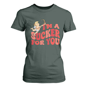 Funny Cupid Trump Valentine's Day I'm A Sucker For You T Shirt For Women TS11 Dark Forest Green Print Your Wear