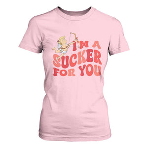 Funny Cupid Trump Valentine's Day I'm A Sucker For You T Shirt For Women TS11 Light Pink Print Your Wear