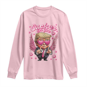 Funny Cupid Trump Valentine's Day Long Sleeve Shirt Sucker For You Cupid Hearts TS11 Light Pink Print Your Wear