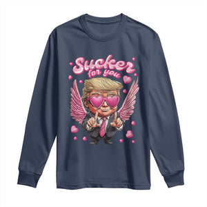 Funny Cupid Trump Valentine's Day Long Sleeve Shirt Sucker For You Cupid Hearts TS11 Navy Print Your Wear