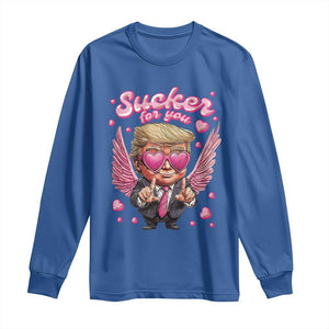 Funny Cupid Trump Valentine's Day Long Sleeve Shirt Sucker For You Cupid Hearts TS11 Royal Blue Print Your Wear