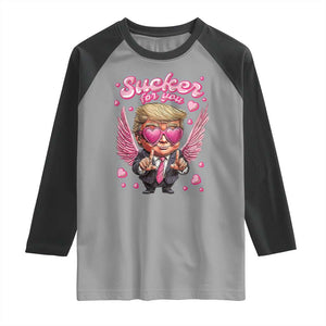 Funny Cupid Trump Valentine's Day Raglan Shirt Sucker For You Cupid Hearts TS11 Sport Gray Black Print Your Wear