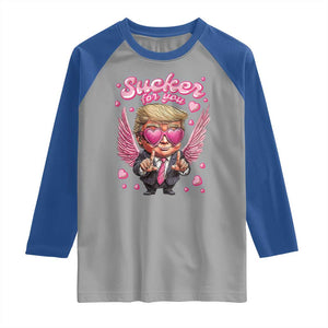 Funny Cupid Trump Valentine's Day Raglan Shirt Sucker For You Cupid Hearts TS11 Sport Gray Royal Print Your Wear