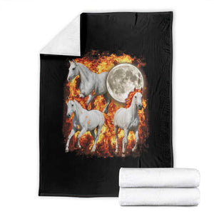 3 Fire Horses Moon Equestrian Throw Blanket Year Of The Fire Horse Joke TS11 Black Print Your Wear
