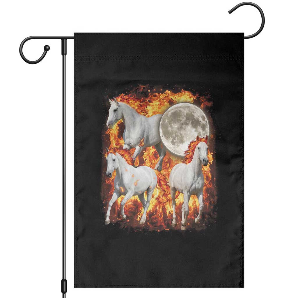 3 Fire Horses Moon Equestrian Garden Flag Year Of The Fire Horse Joke TS11 Black Print Your Wear