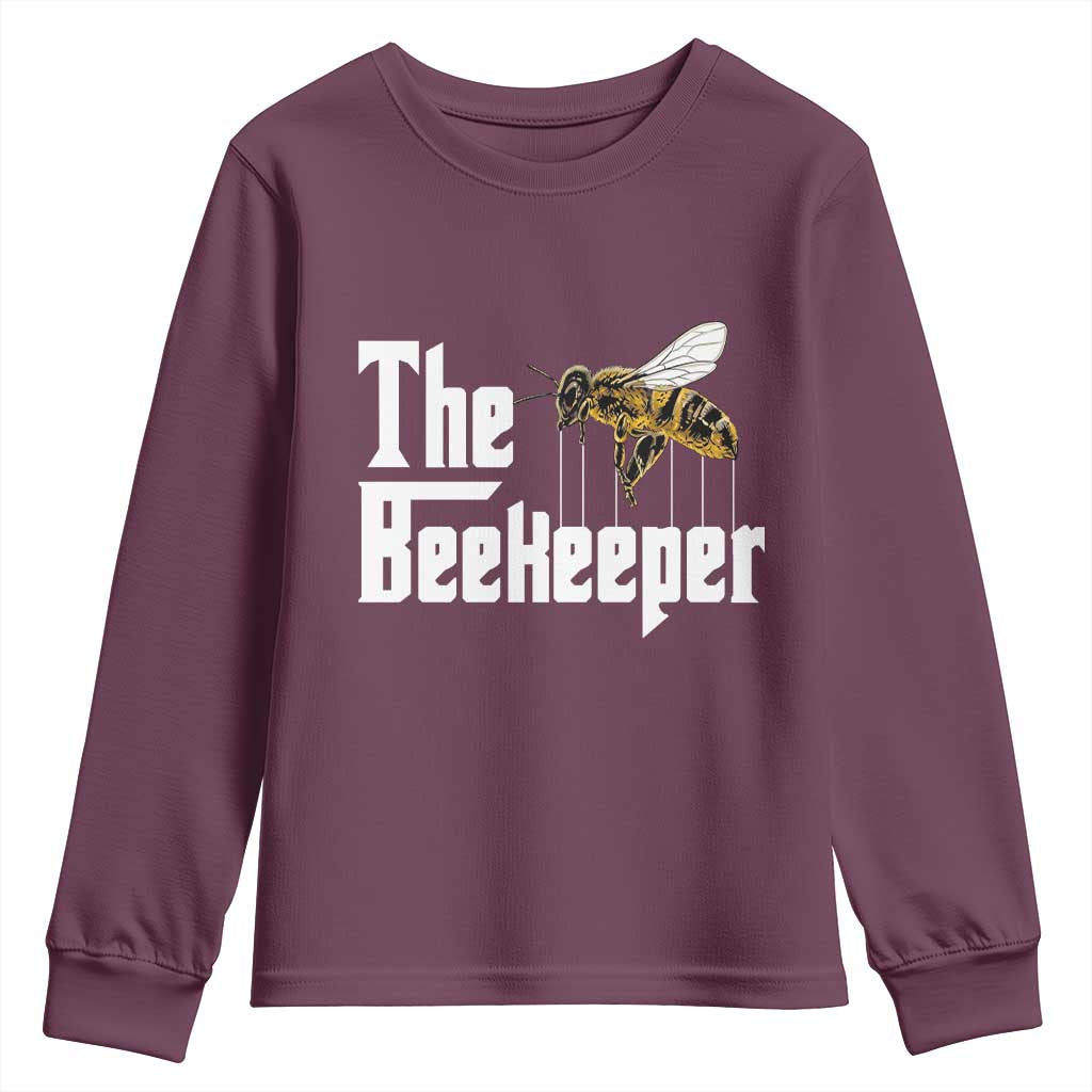 The Beekeeper Youth Sweatshirt Funny Keeping Apiary Beekeeping Gift TS11 Maroon Print Your Wear