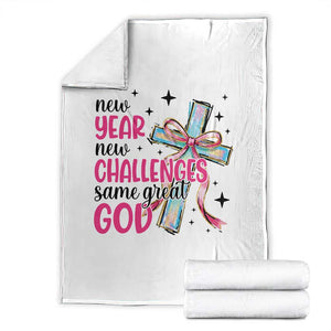New Year New Challenges Same Great God Throw Blanket Christian New Year Eve TS11 White Print Your Wear