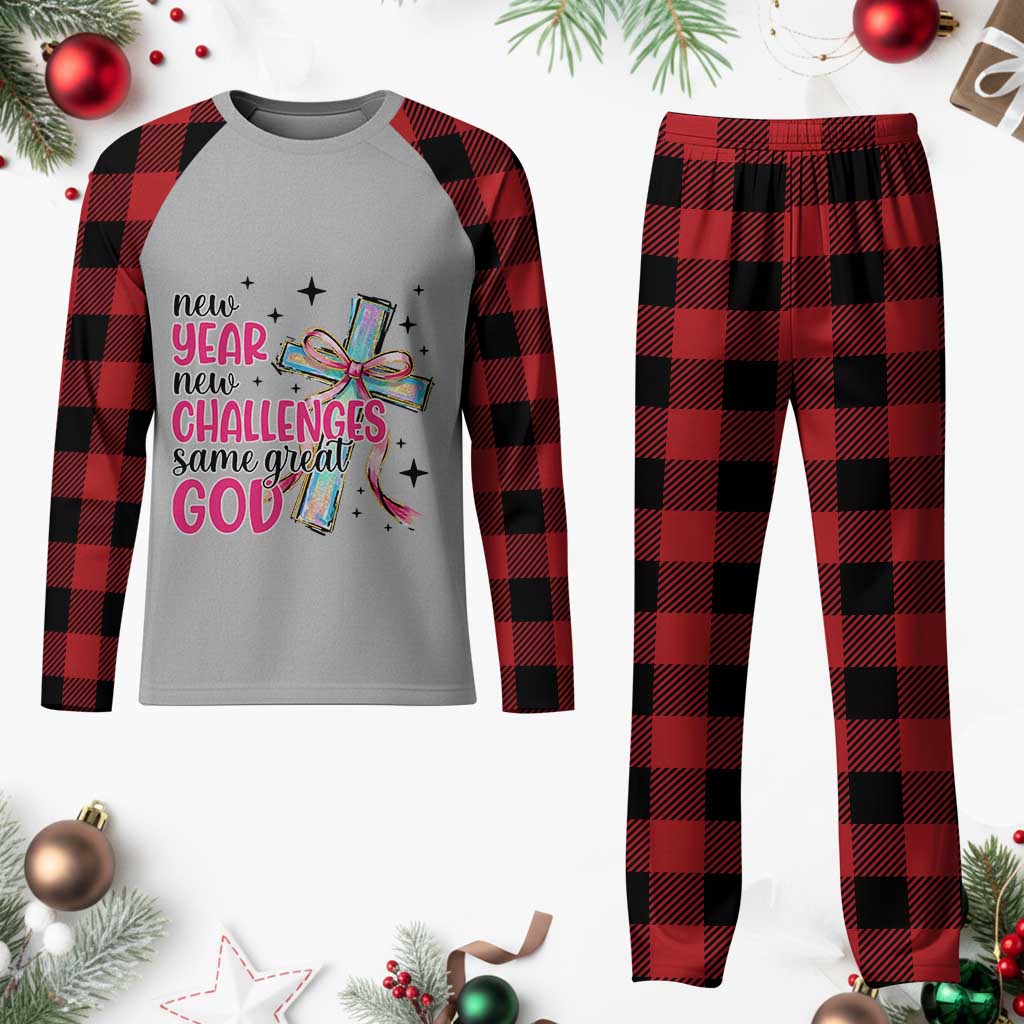 New Year New Challenges Same Great God Plaid Pajama Set Christian New Year Eve TS11 Buffalo Plaid Print Your Wear