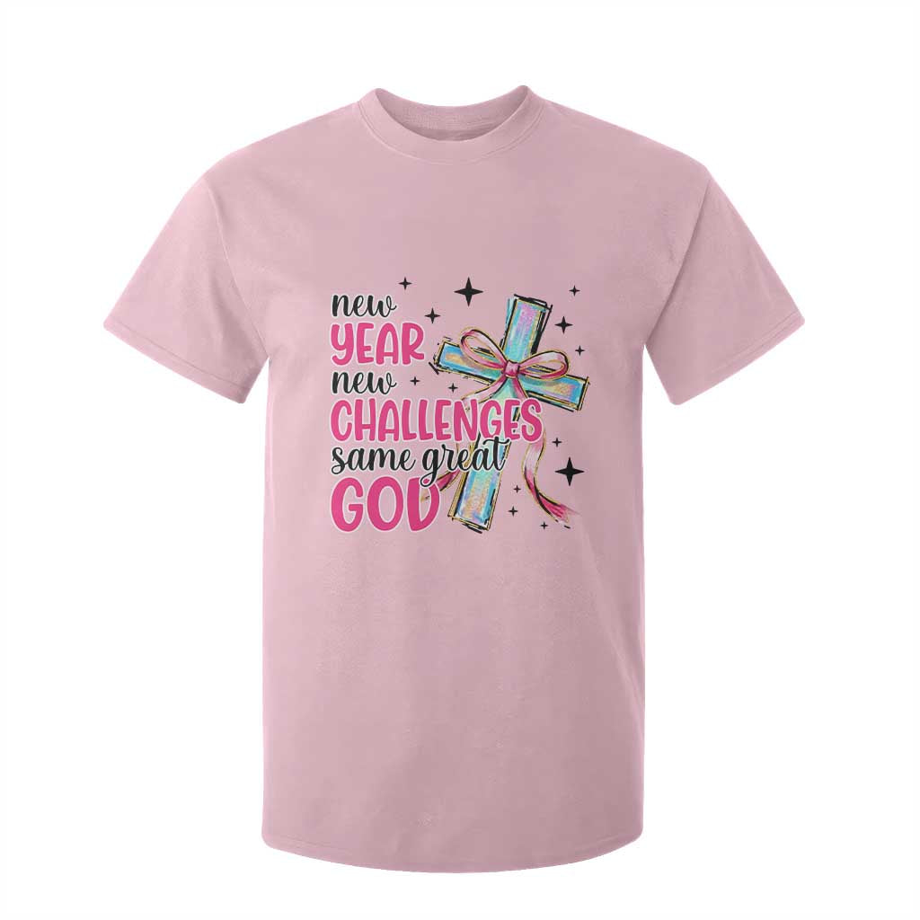 New Year New Challenges Same Great God T Shirt For Kid Christian New Year Eve TS11 Light Pink Print Your Wear