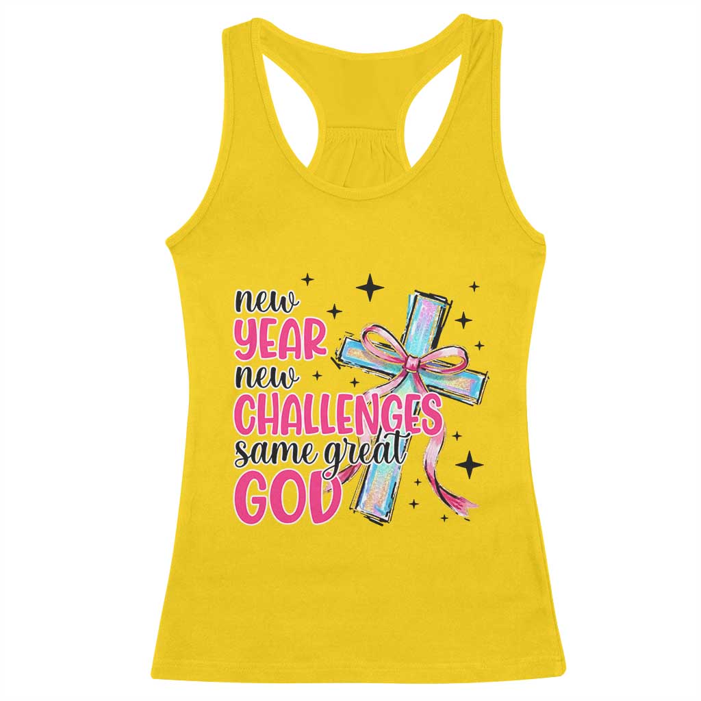 New Year New Challenges Same Great God Racerback Tank Top Christian New Year Eve TS11 Daisy Print Your Wear