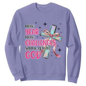 New Year New Challenges Same Great God Sweatshirt Christian New Year Eve TS11 Violet Print Your Wear