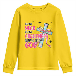 New Year New Challenges Same Great God Youth Sweatshirt Christian New Year Eve TS11 Daisy Print Your Wear