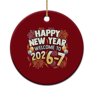 Funny 67 New Year Ceramic Ornament Happy New Year Welcome To 2026 7 TS11 1pc Red Print Your Wear