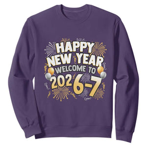 Funny 67 New Year Sweatshirt Happy New Year Welcome To 2026 7 TS11 Purple Print Your Wear