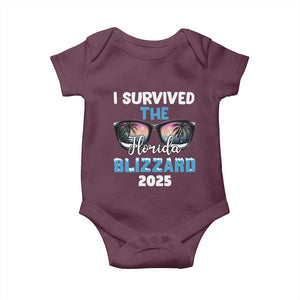 Funny I Survived The Florida Blizzarad Baby Onesie Snow Sunglasses TS11 Maroon Print Your Wear