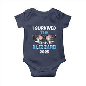 Funny I Survived The Florida Blizzarad Baby Onesie Snow Sunglasses TS11 Navy Print Your Wear