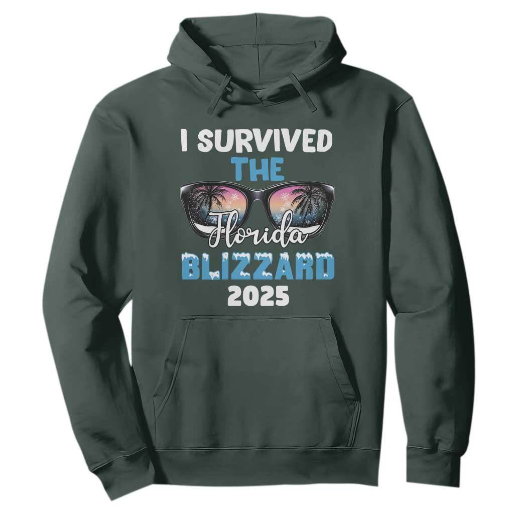 Funny I Survived The Florida Blizzarad Hoodie Snow Sunglasses TS11 Dark Forest Green Print Your Wear