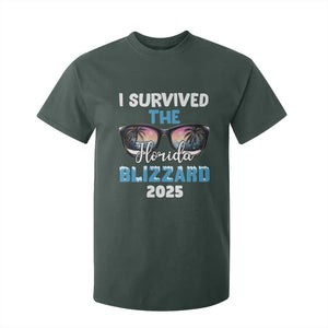 Funny I Survived The Florida Blizzarad T Shirt For Kid Snow Sunglasses TS11 Dark Forest Green Print Your Wear