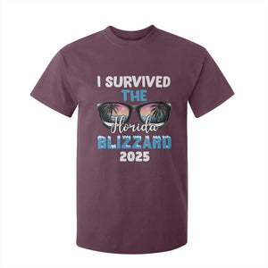 Funny I Survived The Florida Blizzarad T Shirt For Kid Snow Sunglasses TS11 Maroon Print Your Wear