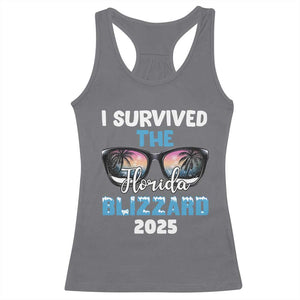 Funny I Survived The Florida Blizzarad Racerback Tank Top Snow Sunglasses TS11 Charcoal Print Your Wear