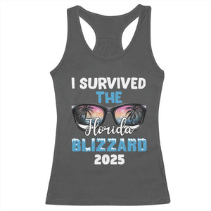 Funny I Survived The Florida Blizzarad Racerback Tank Top Snow Sunglasses TS11 Dark Heather Print Your Wear