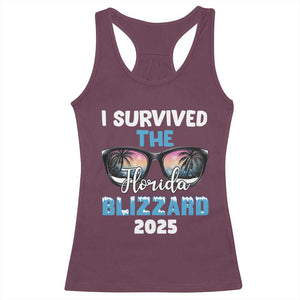 Funny I Survived The Florida Blizzarad Racerback Tank Top Snow Sunglasses TS11 Maroon Print Your Wear