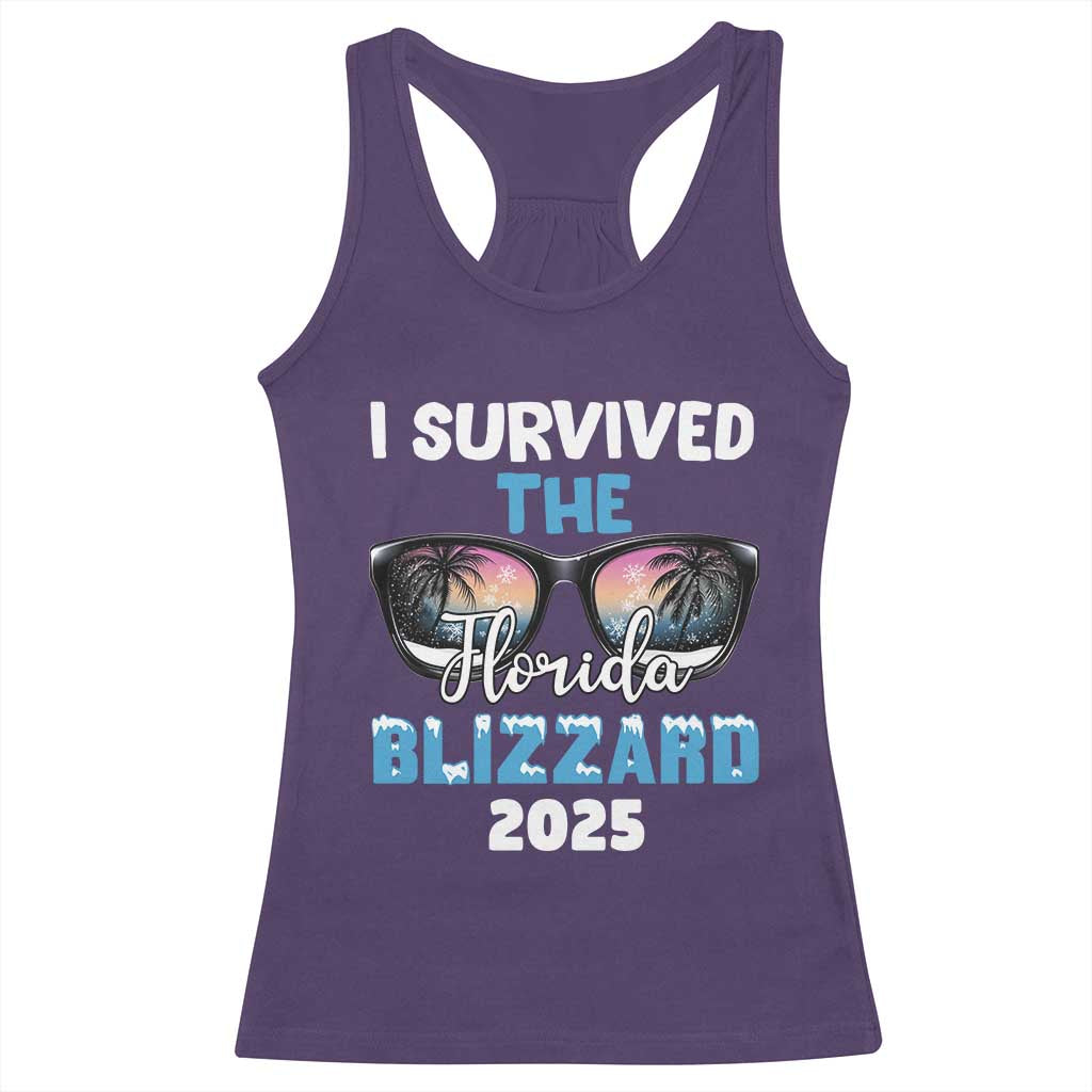 Funny I Survived The Florida Blizzarad Racerback Tank Top Snow Sunglasses TS11 Purple Print Your Wear
