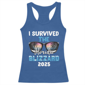 Funny I Survived The Florida Blizzarad Racerback Tank Top Snow Sunglasses TS11 Royal Blue Print Your Wear