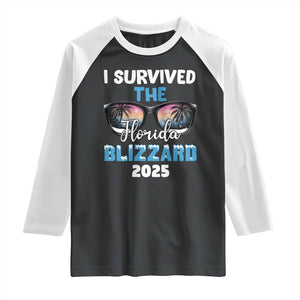 Funny I Survived The Florida Blizzarad Raglan Shirt Snow Sunglasses TS11 Black White Print Your Wear