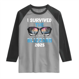 Funny I Survived The Florida Blizzarad Raglan Shirt Snow Sunglasses TS11 Sport Gray Black Print Your Wear