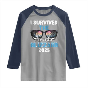 Funny I Survived The Florida Blizzarad Raglan Shirt Snow Sunglasses TS11 Sport Gray Navy Print Your Wear