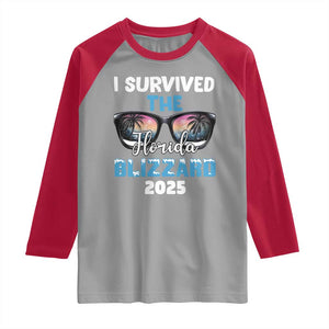 Funny I Survived The Florida Blizzarad Raglan Shirt Snow Sunglasses TS11 Sport Gray Red Print Your Wear