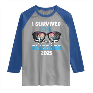 Funny I Survived The Florida Blizzarad Raglan Shirt Snow Sunglasses TS11 Sport Gray Royal Print Your Wear