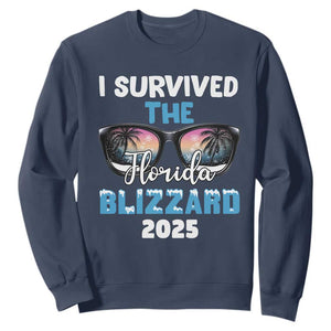 Funny I Survived The Florida Blizzarad Sweatshirt Snow Sunglasses TS11 Navy Print Your Wear