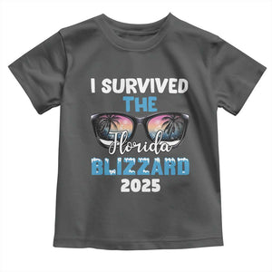 Funny I Survived The Florida Blizzarad Toddler T Shirt Snow Sunglasses TS11 Dark Heather Print Your Wear