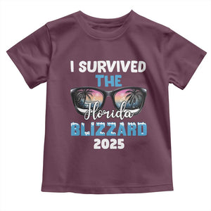 Funny I Survived The Florida Blizzarad Toddler T Shirt Snow Sunglasses TS11 Maroon Print Your Wear