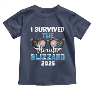 Funny I Survived The Florida Blizzarad Toddler T Shirt Snow Sunglasses TS11 Navy Print Your Wear