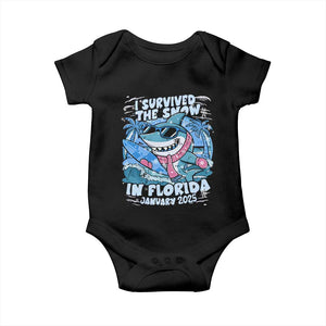 Funny I Survived The Snow In Florida 2025 Baby Onesie Shark TS11 Black Print Your Wear