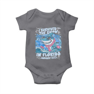 Funny I Survived The Snow In Florida 2025 Baby Onesie Shark TS11 Charcoal Print Your Wear