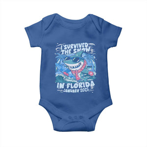 Funny I Survived The Snow In Florida 2025 Baby Onesie Shark TS11 Royal Blue Print Your Wear