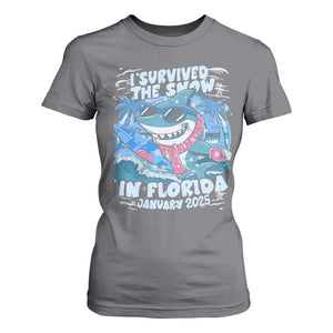 Funny I Survived The Snow In Florida 2025 T Shirt For Women Shark TS11 Charcoal Print Your Wear