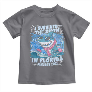 Funny I Survived The Snow In Florida 2025 Toddler T Shirt Shark TS11 Charcoal Print Your Wear